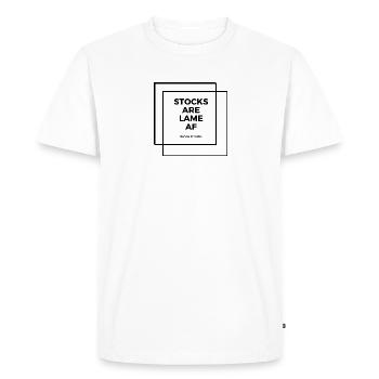 Les actions sont boiteuses AF depuis la crypto - T-shirt Premium bio Homme - blanc - Devant - Nico (187cm)