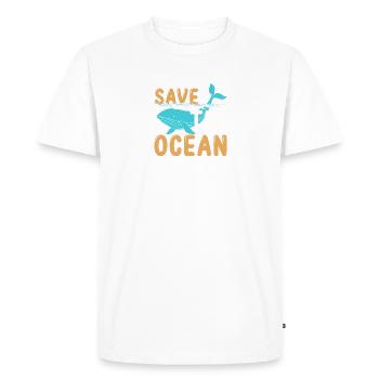 Sauver la mer, sauver l’océan, l’eau des baleines - T-shirt Premium bio Homme - blanc - Devant - Nico (187cm)