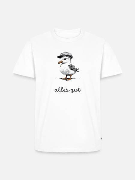 Möwe mit "Alles gut" Spruch - Männer Premium Bio T-Shirt - Weiß