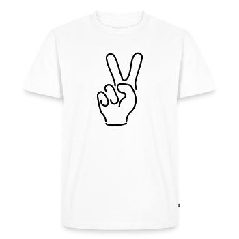 Victoire Paix Signe de la main Silhouette Signe V - T-shirt Premium bio Homme - blanc - Devant - Nico (187cm)