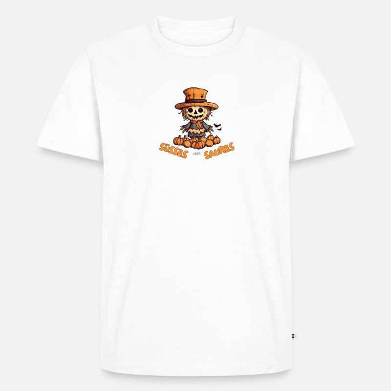 Süßes oder Saueres Halloween Vogelscheuche - Männer Premium Bio T-Shirt - Weiß
