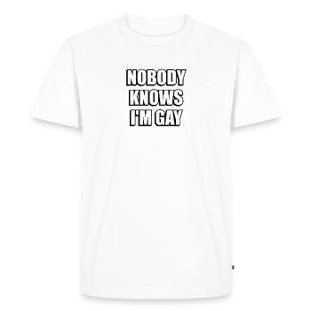 Nobody knows Im gay - Men's Premium Organic T-Shirt - white - Front - Nico (187cm)