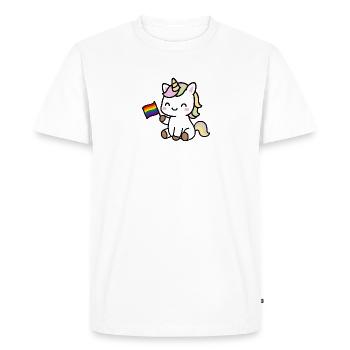 Little unicorn with rainbow flag - Men's Premium Organic T-Shirt - white - Front - Nico (187cm)