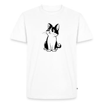 Chat, Dame Chat, Amoureux Des Chats, Visage De Chat - T-shirt Premium bio Homme - blanc - Devant - Nico (187cm)