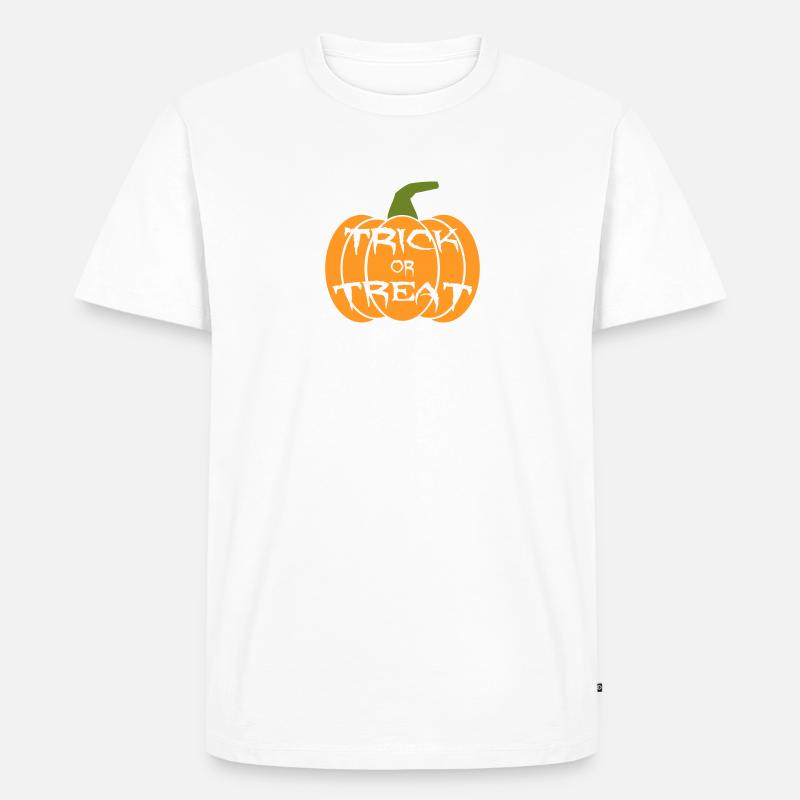 Süßigkeiten oder Streich Kürbis - Männer Premium Bio T-Shirt - undefined