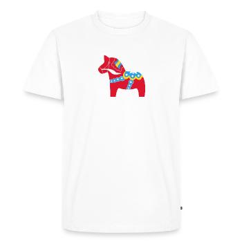 Dala Horse - Men's Premium Organic T-Shirt - white - Front - Nico (187cm)