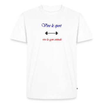 t-shirt Vive le Sport Vive la gym attitude - T-shirt Premium bio Homme - blanc - Devant - Nico (187cm)