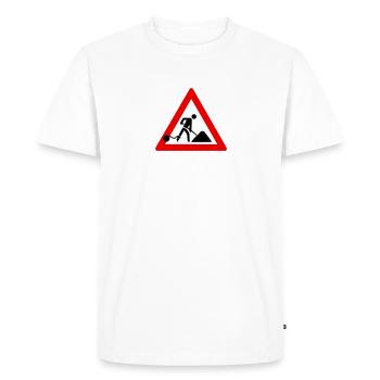 Attention : travail, frustration, panneaux de signalisation, chantier - T-shirt Premium bio Homme - blanc - Devant - Nico (187cm)