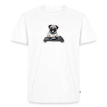 Beat Pug I Music Pug I DJ Dog Gift Idea - Men's Premium Organic T-Shirt - white - Front - Nico (187cm)