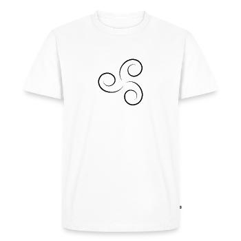 Squiggly triskele discreet - Men's Premium Organic T-Shirt - white - Front - Nico (187cm)