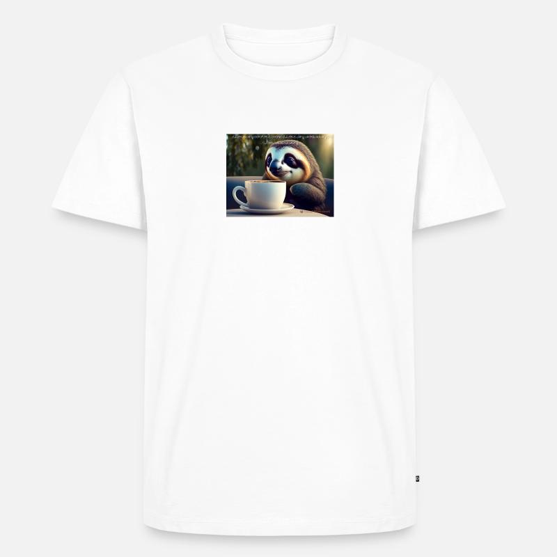 Caffeinated Sloth - Männer Premium Bio T-Shirt - Weiß