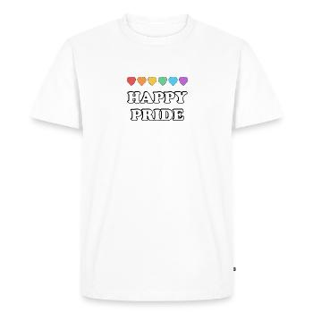 Happy Pride Rainbow hearts - Men's Premium Organic T-Shirt - white - Front - Nico (187cm)
