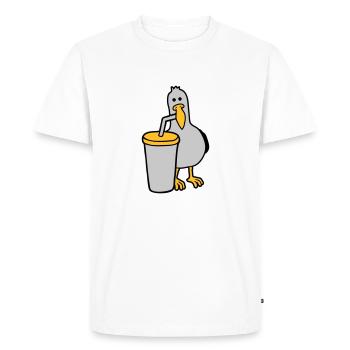 La mouette boit de la boisson au cola - T-shirt Premium bio Homme - blanc - Devant - Nico (187cm)