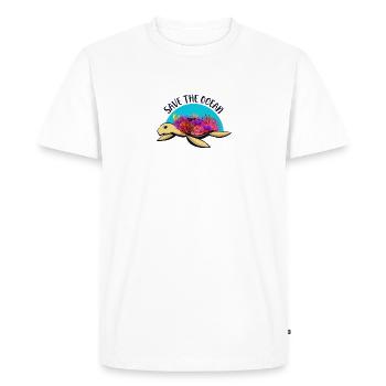 Sauver la mer, Sauver l’océan, Tortue - T-shirt Premium bio Homme - blanc - Devant - Nico (187cm)