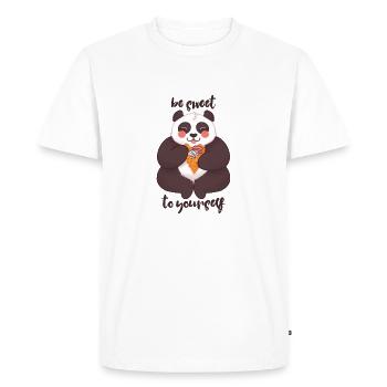 Soyez doux avec vous-même - Panda - T-shirt Premium bio Homme - blanc - Devant - Nico (187cm)
