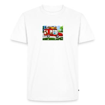 Une soif d’aventure et de voyager avec un chien et un camping-car - T-shirt Premium bio Homme - blanc - Devant - Nico (187cm)