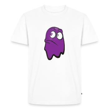 Funny fierce-looking ghost in purple - Men's Premium Organic T-Shirt - white - Front - Nico (187cm)