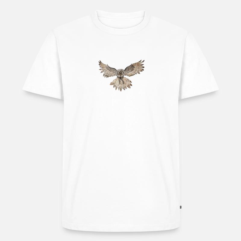 Weiser Bartkauz - Männer Premium Bio T-Shirt - Weiß