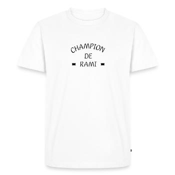 Champion de Rami ! - T-shirt Premium bio Homme - blanc - Devant - Nico (187cm)