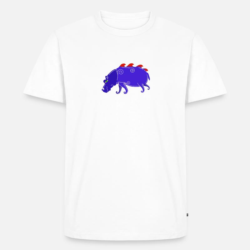 Psychedelic Hippo - Männer Premium Bio T-Shirt - Weiß