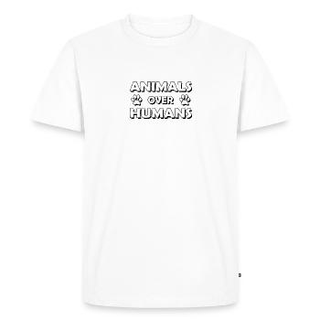 animals over humans - Men's Premium Organic T-Shirt - white - Front - Nico (187cm)