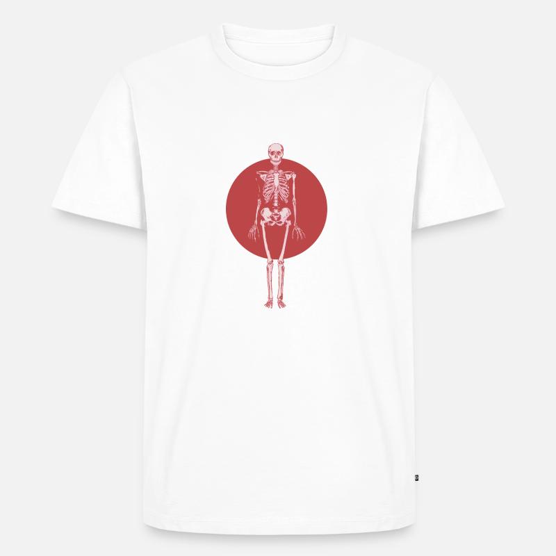 Schädel-rotes rotes Skelett - Männer Premium Bio T-Shirt - Weiß