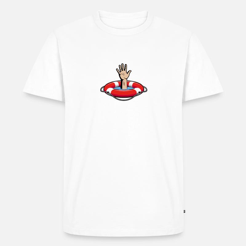 Schwimmring & Seenot Design - Männer Premium Bio T-Shirt - Weiß