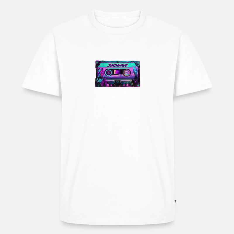 Synthwave Cassette - Männer Premium Bio T-Shirt - Weiß