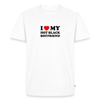 J’aime mon petit ami noir chaud - T-shirt Premium bio Homme - blanc - Devant - Nico (187cm)