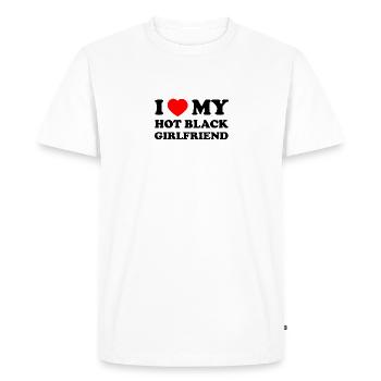 J’aime ma petite amie noire chaude - T-shirt Premium bio Homme - blanc - Devant - Nico (187cm)