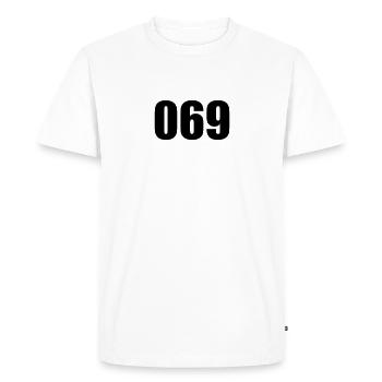 069 Francfort La grande boutique de chemises de Francfort #FFM - T-shirt Premium bio Homme - blanc - Devant - Nico (187cm)