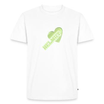 Dear Helmut, - Men's Premium Organic T-Shirt - white - Front - Nico (187cm)
