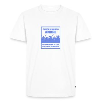 First name André - Men's Premium Organic T-Shirt - white - Front - Nico (187cm)
