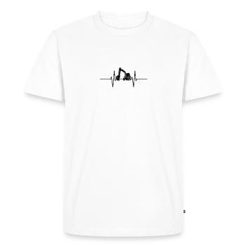 Heartbeat with excavator - Men's Premium Organic T-Shirt - white - Front - Nico (187cm)