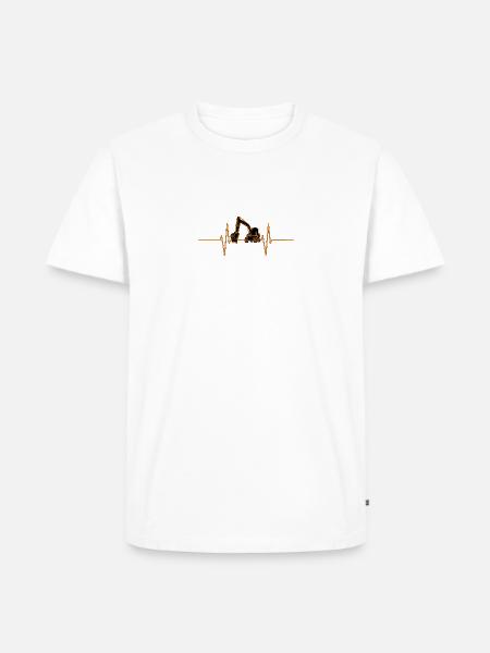 Herzschlag mit Bagger - Männer Premium Bio T-Shirt - Weiß