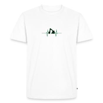 Heartbeat with excavator - Men's Premium Organic T-Shirt - white - Front - Nico (187cm)