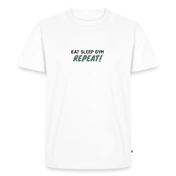 Manger Sommeil Gym Répéter - T-shirt Premium bio Homme - blanc - Devant - Nico (187cm)