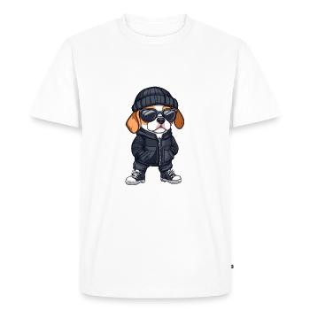 Beagle chien bande dessinée d’hiver - T-shirt Premium bio Homme - blanc - Devant - Nico (187cm)