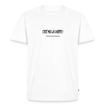t-shirt pour cuisinière - T-shirt Premium bio Homme - blanc - Devant - Nico (187cm)