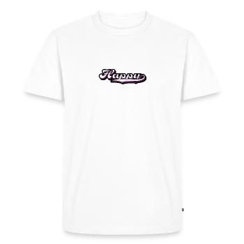 « Heureux » rose bleu - T-shirt Premium bio Homme - blanc - Devant - Nico (187cm)