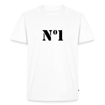 Number 1 - Men's Premium Organic T-Shirt - white - Front - Nico (187cm)