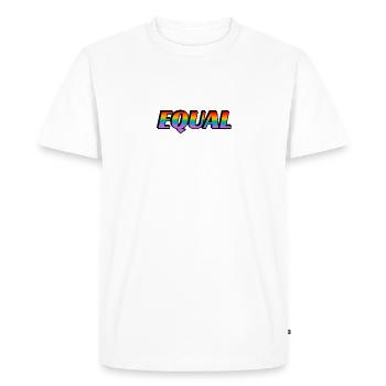 Rainbow text EQUAL LGBT Pride Month - Men's Premium Organic T-Shirt - white - Front - Nico (187cm)