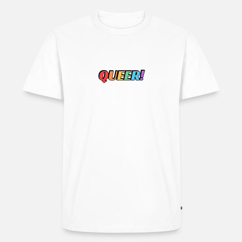 Queerer Regenbogentext - Männer Premium Bio T-Shirt - Weiß