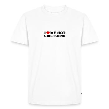 J’aime ma petite amie chaude chemise - T-shirt Premium bio Homme - blanc - Devant - Nico (187cm)