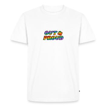 Raus und stolzer LGBT PRiDE - Männer Premium Bio T-Shirt - Weiß - Vorne - Nico (187cm)