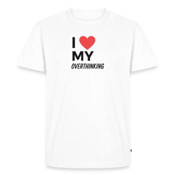 J’adore trop réfléchir - T-shirt Premium bio Homme - blanc - Devant - Nico (187cm)