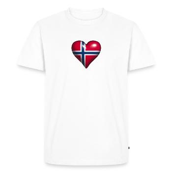 Norvège cœur brillant rouge blanc drapeau bleu - T-shirt Premium bio Homme - blanc - Devant - Nico (187cm)