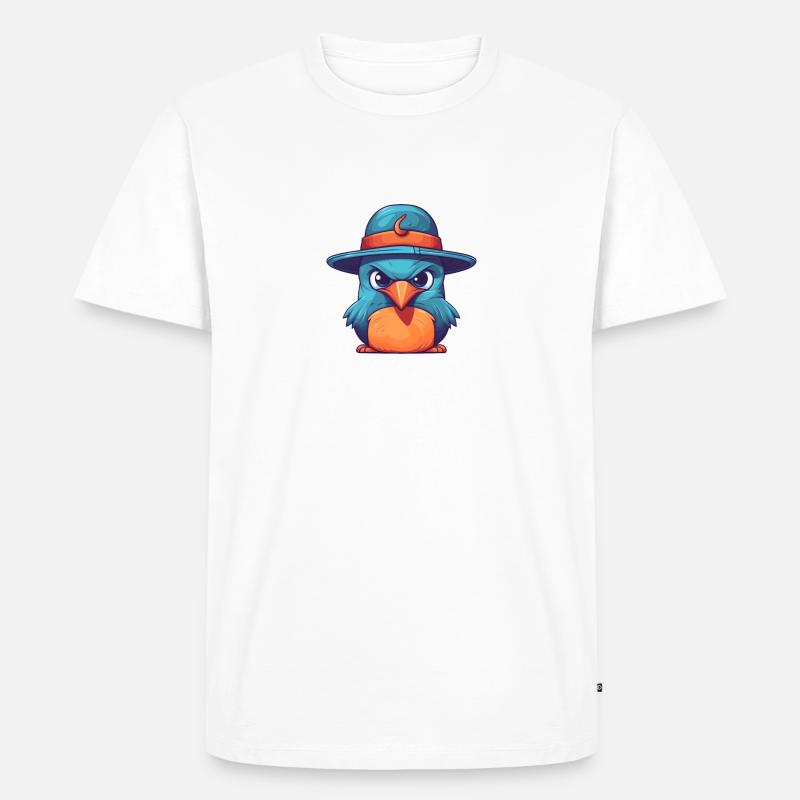 vogel mit hut - Männer Premium Bio T-Shirt - Weiß