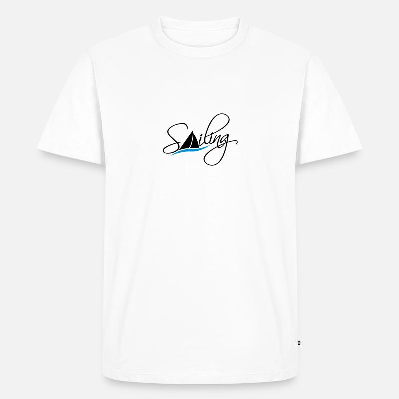 Sailing Logo Design - Männer Premium Bio T-Shirt - Weiß