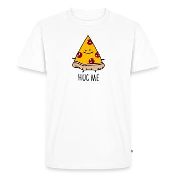 hug me (pizza) - Men's Premium Organic T-Shirt - white - Front - Nico (187cm)